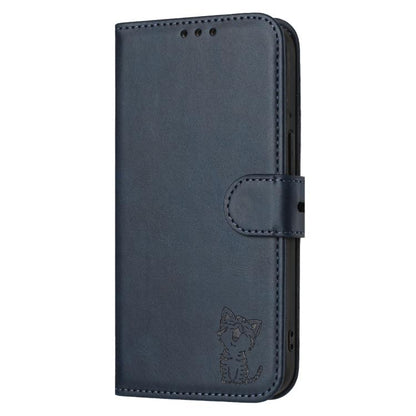 For iPhone Air Embossed Happy Cat Pattern Flip Leather Phone Case(Blue) - iPhone Air Cases by buy2fix | Online Shopping UK | buy2fix