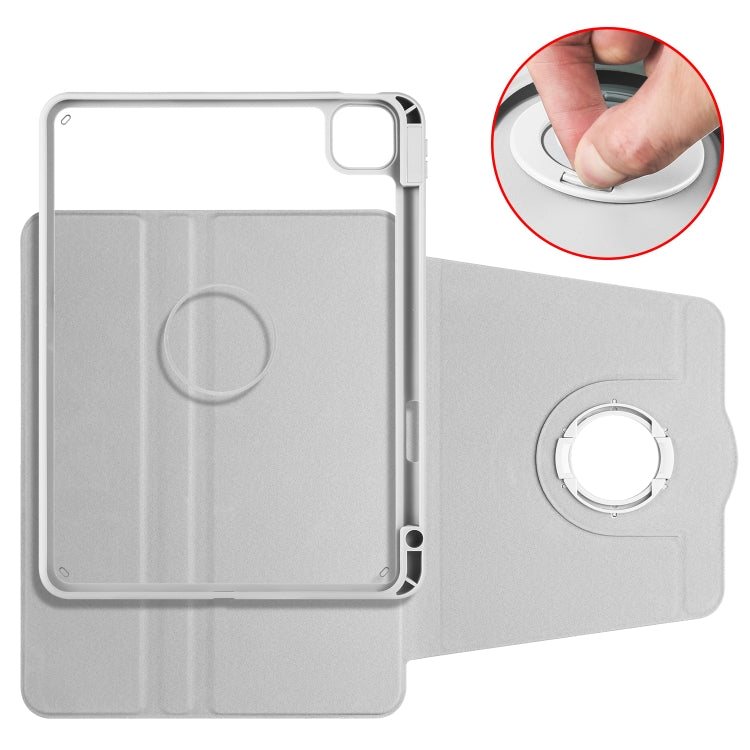 For iPad Pro 11 2022 / Air 10.9 2022 Acrylic 360 Rotation Detachable Leather Tablet Case(Grey) - iPad Pro 11 (2022/2021) Cases by buy2fix | Online Shopping UK | buy2fix
