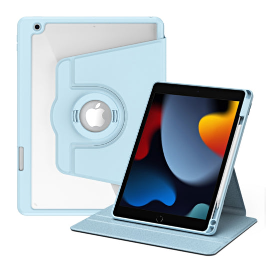For iPad Pro 10.2 2021/2020/2019 Acrylic 360 Rotation Detachable Leather Tablet Case(Ice Blue) - iPad 10.2 Cases by buy2fix | Online Shopping UK | buy2fix