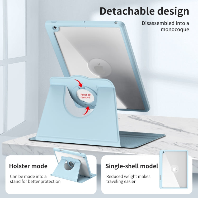 For iPad Pro 10.2 2021/2020/2019 Acrylic 360 Rotation Detachable Leather Tablet Case(Ice Blue) - iPad 10.2 Cases by buy2fix | Online Shopping UK | buy2fix