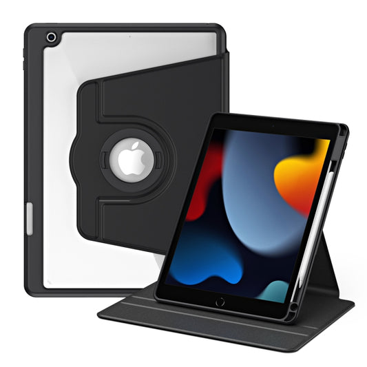 For iPad Pro 10.2 2021/2020/2019 Acrylic 360 Rotation Detachable Leather Tablet Case(Black) - iPad 10.2 Cases by buy2fix | Online Shopping UK | buy2fix