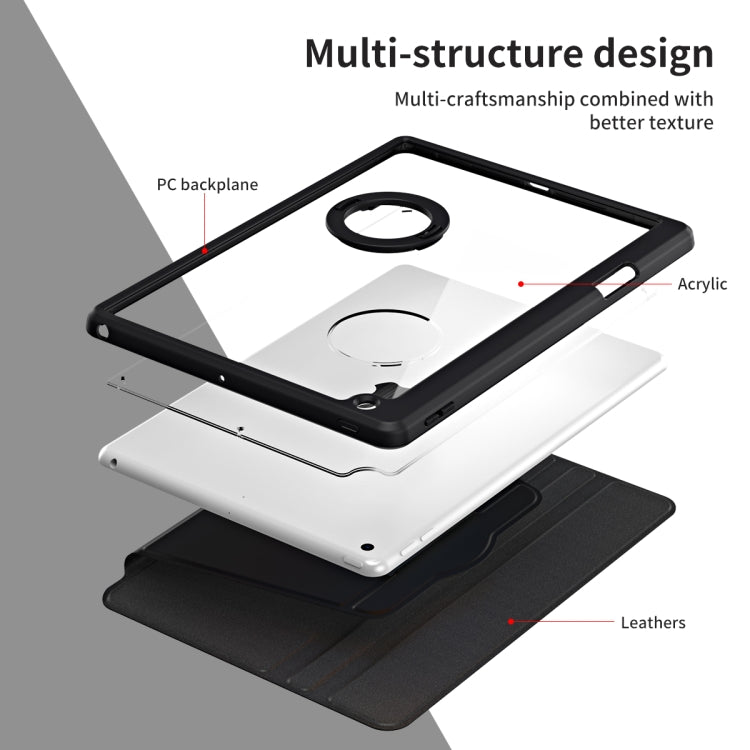 For iPad Pro 10.2 2021/2020/2019 Acrylic 360 Rotation Detachable Leather Tablet Case(Black) - iPad 10.2 Cases by buy2fix | Online Shopping UK | buy2fix