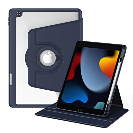 For iPad Pro 10.2 2021/2020/2019 Acrylic 360 Rotation Detachable Leather Tablet Case(Dark Blue) - iPad 10.2 Cases by buy2fix | Online Shopping UK | buy2fix