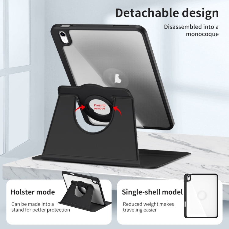 For iPad 2025 / 2022 Acrylic 360 Rotation Detachable Leather Tablet Case(Black) - iPad 2025 / 2022 Cases by buy2fix | Online Shopping UK | buy2fix