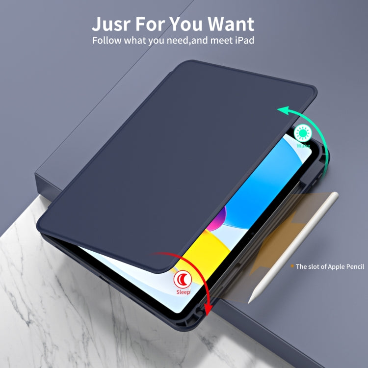 For iPad 2025 / 2022 Acrylic 360 Rotation Detachable Leather Tablet Case(Dark Blue) - iPad 2025 / 2022 Cases by buy2fix | Online Shopping UK | buy2fix