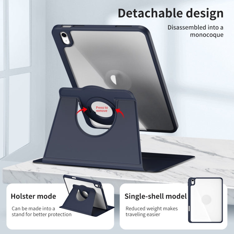 For iPad 2025 / 2022 Acrylic 360 Rotation Detachable Leather Tablet Case(Dark Blue) - iPad 2025 / 2022 Cases by buy2fix | Online Shopping UK | buy2fix