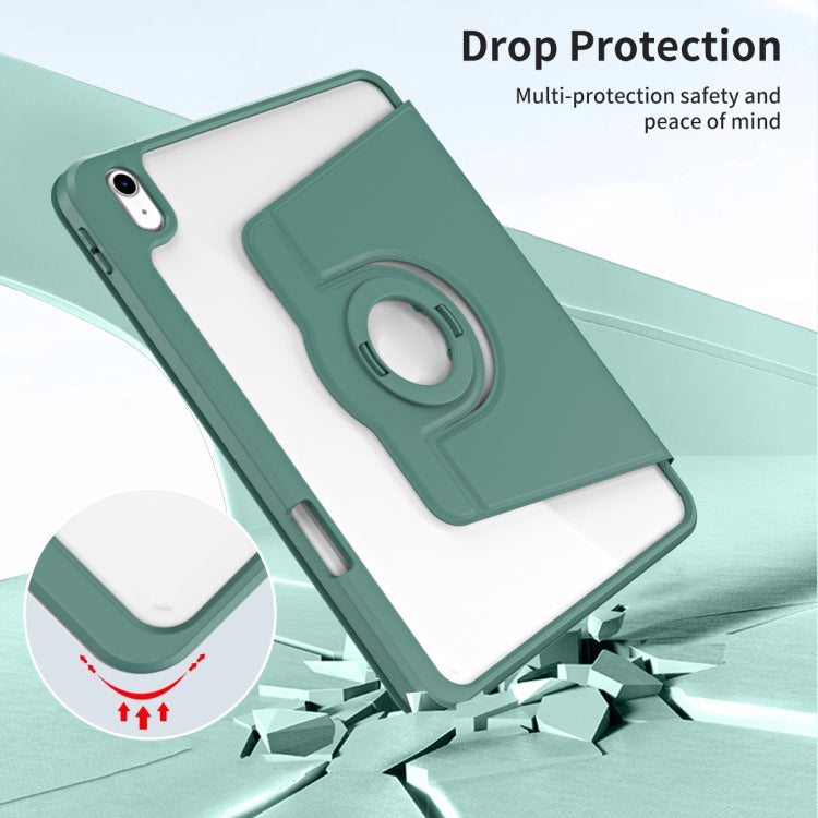 For iPad 2025 / 2022 Acrylic 360 Rotation Detachable Leather Tablet Case(Deep Green) - iPad 2025 / 2022 Cases by buy2fix | Online Shopping UK | buy2fix