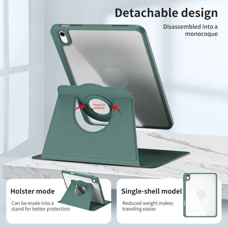 For iPad 2025 / 2022 Acrylic 360 Rotation Detachable Leather Tablet Case(Deep Green) - iPad 2025 / 2022 Cases by buy2fix | Online Shopping UK | buy2fix