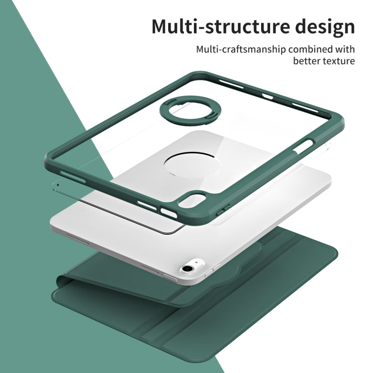 For iPad 2025 / 2022 Acrylic 360 Rotation Detachable Leather Tablet Case(Deep Green) - iPad 2025 / 2022 Cases by buy2fix | Online Shopping UK | buy2fix