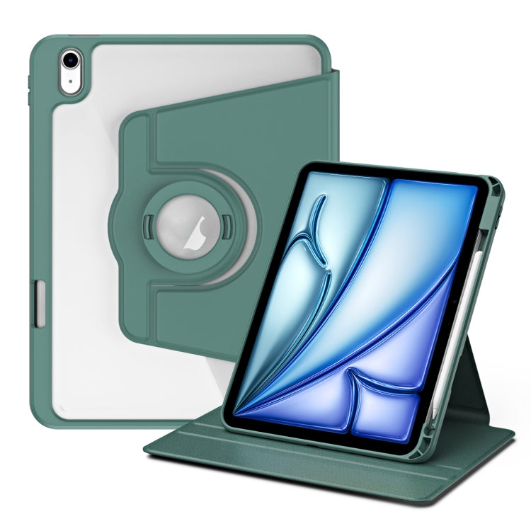 For iPad Air 13 2025 / 2024 Acrylic 360 Rotation Detachable Leather Tablet Case(Deep Green) - iPad Air 13 2025 / 2024 Cases by buy2fix | Online Shopping UK | buy2fix