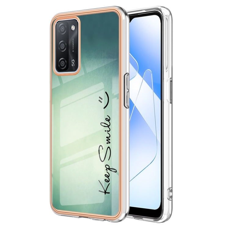 For OPPO A55 5G / A53s 5G / A54 4G Electroplating Marble Dual-side IMD Phone Case(Smile) by buy2fix