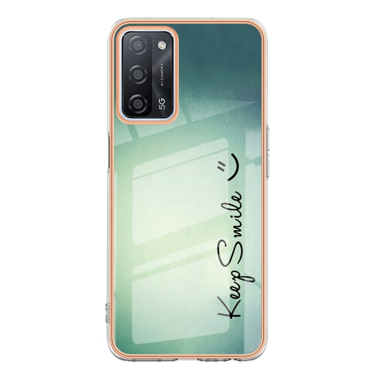 For OPPO A55 5G / A53s 5G / A54 4G Electroplating Marble Dual-side IMD Phone Case(Smile) by buy2fix