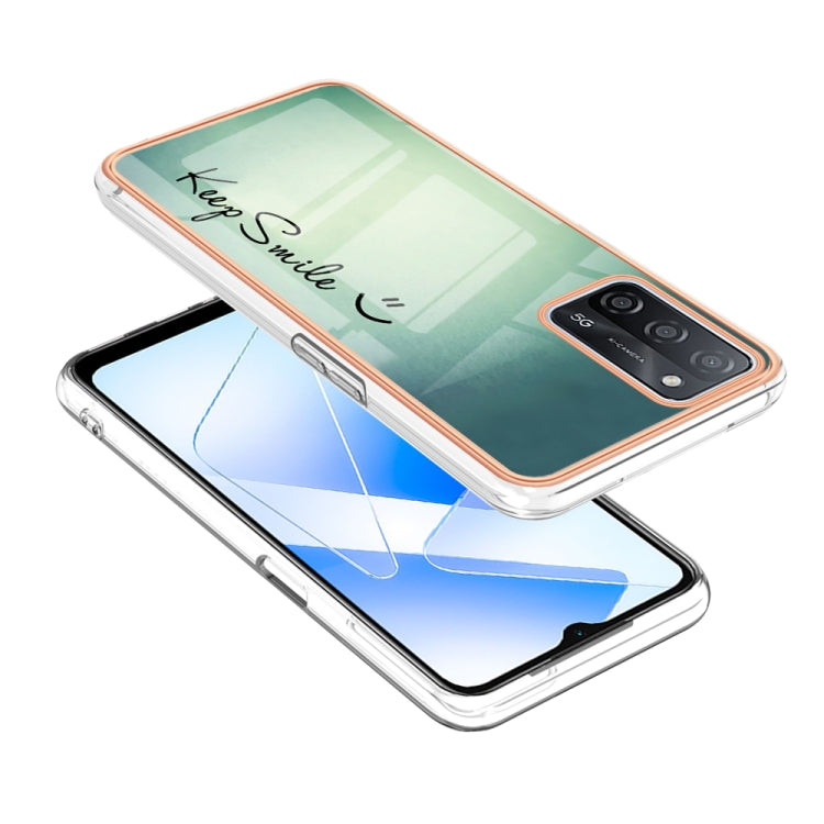 For OPPO A55 5G / A53s 5G / A54 4G Electroplating Marble Dual-side IMD Phone Case(Smile) by buy2fix