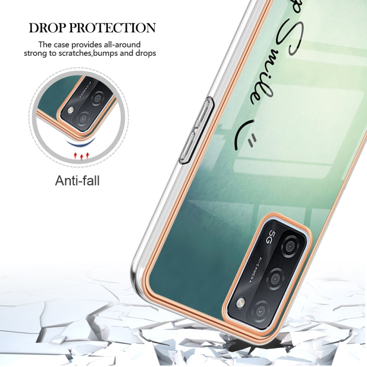 For OPPO A55 5G / A53s 5G / A54 4G Electroplating Marble Dual-side IMD Phone Case(Smile) by buy2fix