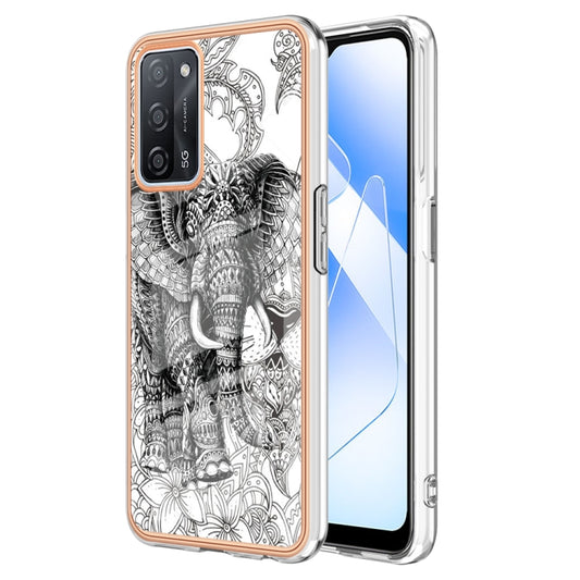 For OPPO A55 5G / A53s 5G / A54 4G Electroplating Marble Dual-side IMD Phone Case(Totem Elephant) by buy2fix