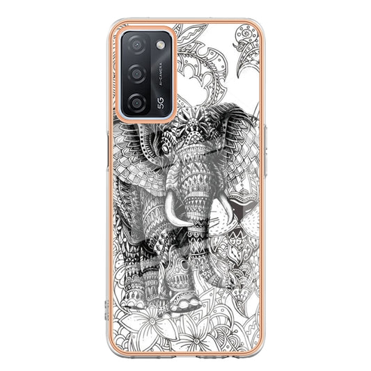 For OPPO A55 5G / A53s 5G / A54 4G Electroplating Marble Dual-side IMD Phone Case(Totem Elephant) by buy2fix