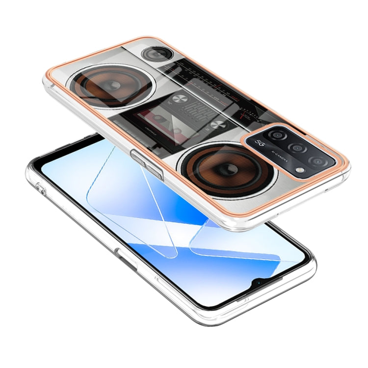 For OPPO A55 5G / A53s 5G / A54 4G Electroplating Marble Dual-side IMD Phone Case(Retro Radio) by buy2fix