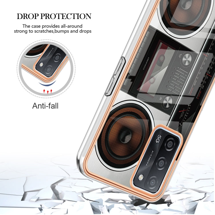 For OPPO A55 5G / A53s 5G / A54 4G Electroplating Marble Dual-side IMD Phone Case(Retro Radio) by buy2fix