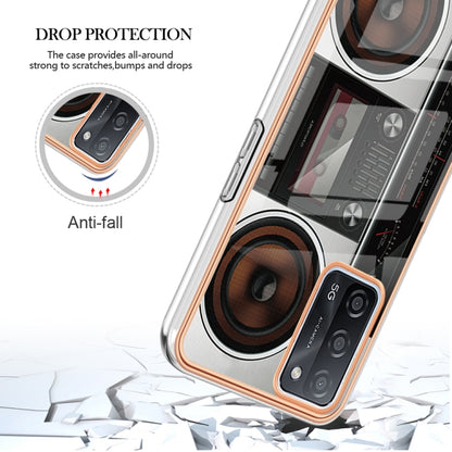 For OPPO A55 5G / A53s 5G / A54 4G Electroplating Marble Dual-side IMD Phone Case(Retro Radio) by buy2fix