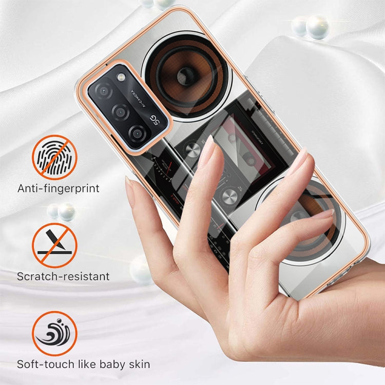 For OPPO A55 5G / A53s 5G / A54 4G Electroplating Marble Dual-side IMD Phone Case(Retro Radio) by buy2fix