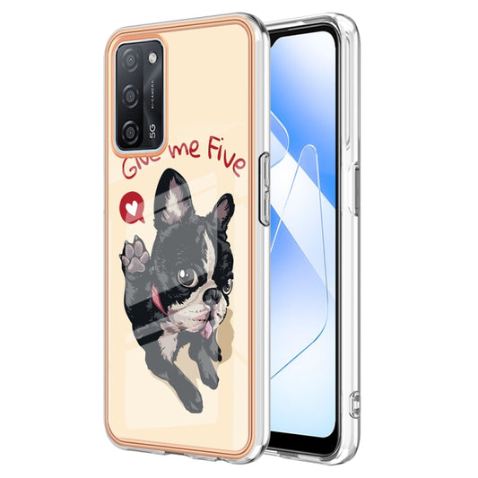For OPPO A55 5G / A53s 5G / A54 4G Electroplating Marble Dual-side IMD Phone Case(Lucky Dog) by buy2fix