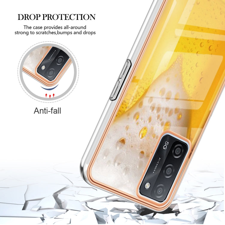 For OPPO A55 5G / A53s 5G / A54 4G Electroplating Marble Dual-side IMD Phone Case(Draft Beer) by buy2fix