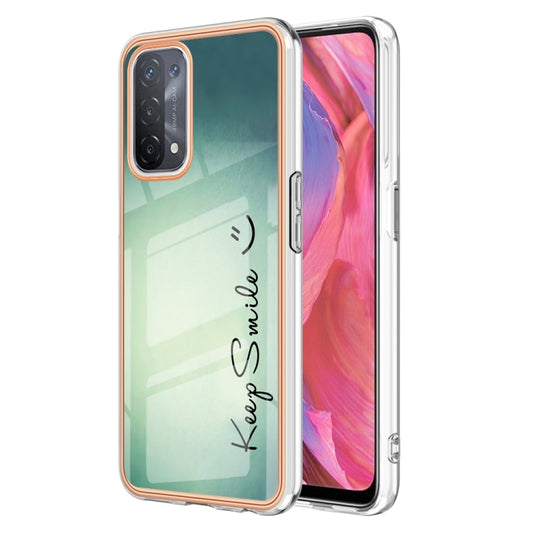 For OPPO A74 / A93 5G / A54 5G / A93s 5G Electroplating Marble Dual-side IMD Phone Case(Smile) by buy2fix