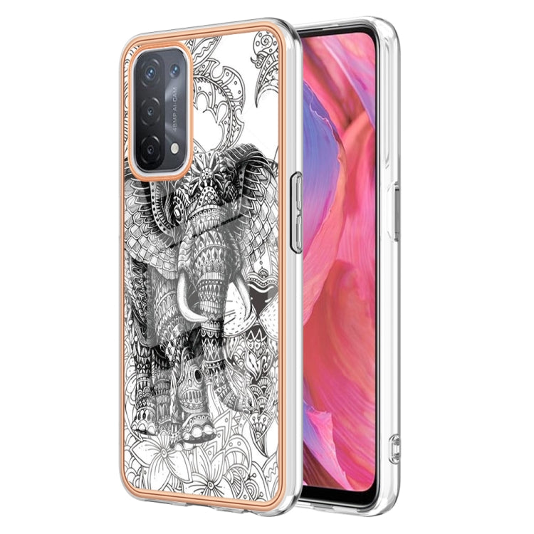 For OPPO A74 / A93 5G / A54 5G / A93s 5G Electroplating Marble Dual-side IMD Phone Case(Totem Elephant) by buy2fix