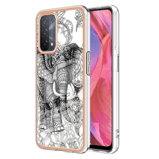 For OPPO A74 / A93 5G / A54 5G / A93s 5G Electroplating Marble Dual-side IMD Phone Case(Totem Elephant) by buy2fix