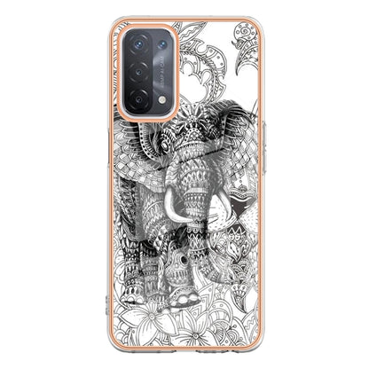 For OPPO A74 / A93 5G / A54 5G / A93s 5G Electroplating Marble Dual-side IMD Phone Case(Totem Elephant) by buy2fix