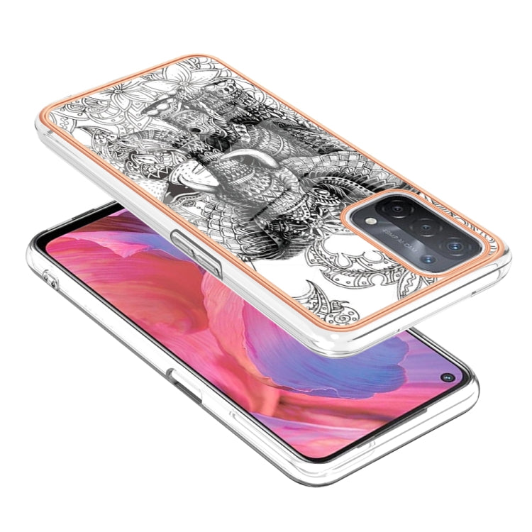 For OPPO A74 / A93 5G / A54 5G / A93s 5G Electroplating Marble Dual-side IMD Phone Case(Totem Elephant) by buy2fix