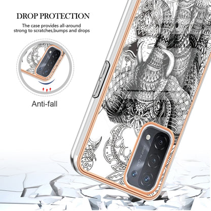 For OPPO A74 / A93 5G / A54 5G / A93s 5G Electroplating Marble Dual-side IMD Phone Case(Totem Elephant) by buy2fix