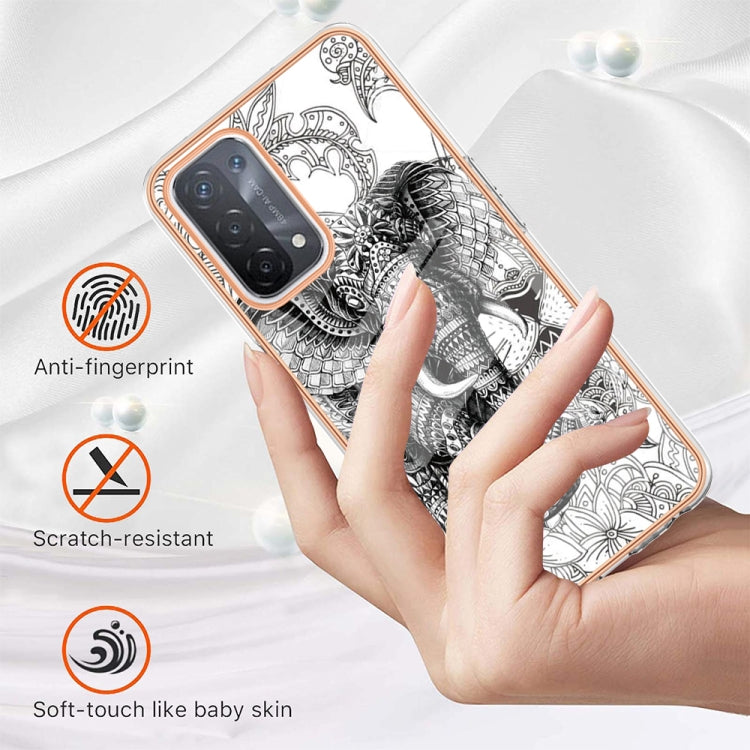For OPPO A74 / A93 5G / A54 5G / A93s 5G Electroplating Marble Dual-side IMD Phone Case(Totem Elephant) by buy2fix