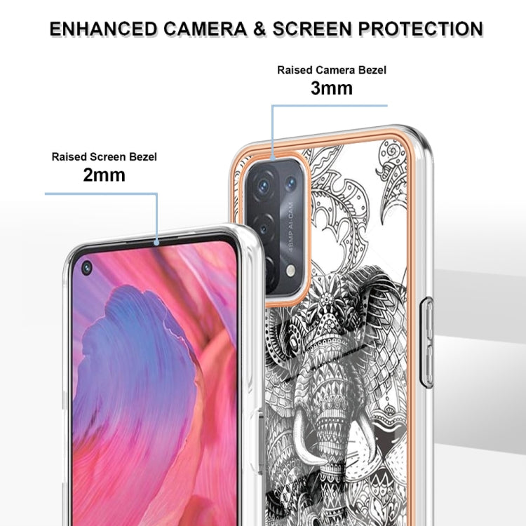 For OPPO A74 / A93 5G / A54 5G / A93s 5G Electroplating Marble Dual-side IMD Phone Case(Totem Elephant) by buy2fix