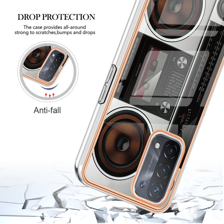 For OPPO A74 / A93 5G / A54 5G / A93s 5G Electroplating Marble Dual-side IMD Phone Case(Retro Radio) by buy2fix