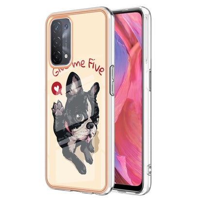 For OPPO A74 / A93 5G / A54 5G / A93s 5G Electroplating Marble Dual-side IMD Phone Case(Lucky Dog) by buy2fix