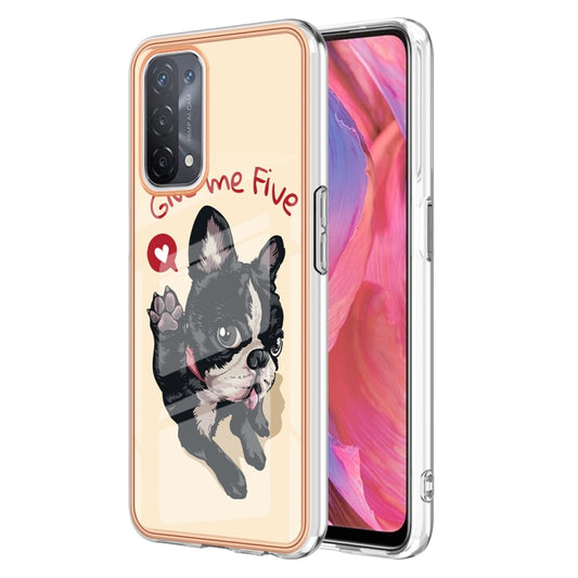 For OPPO A74 / A93 5G / A54 5G / A93s 5G Electroplating Marble Dual-side IMD Phone Case(Lucky Dog) by buy2fix