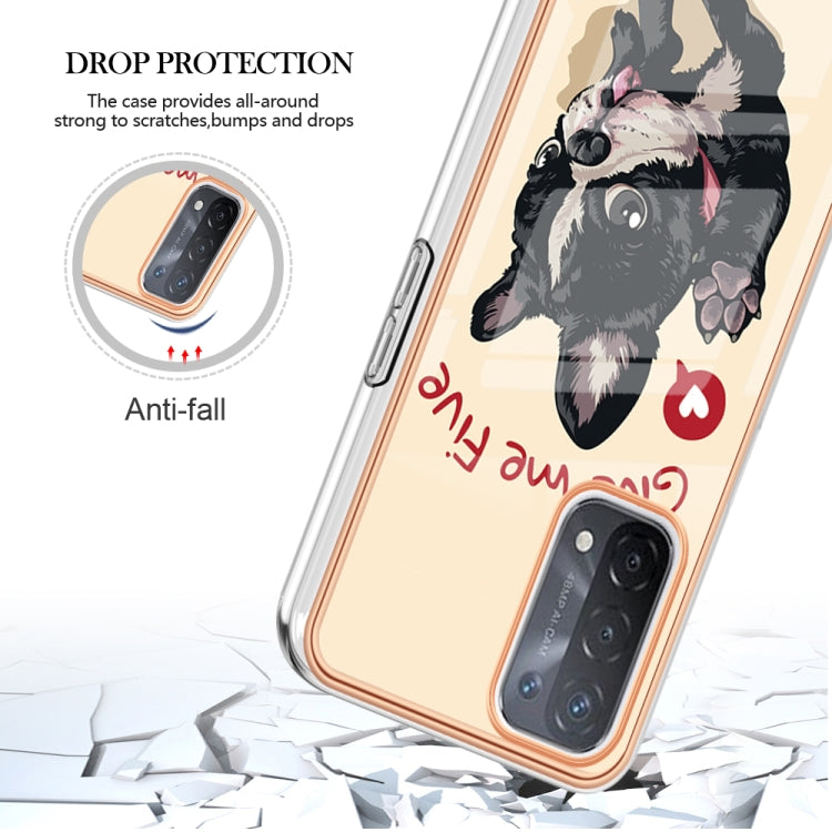 For OPPO A74 / A93 5G / A54 5G / A93s 5G Electroplating Marble Dual-side IMD Phone Case(Lucky Dog) by buy2fix