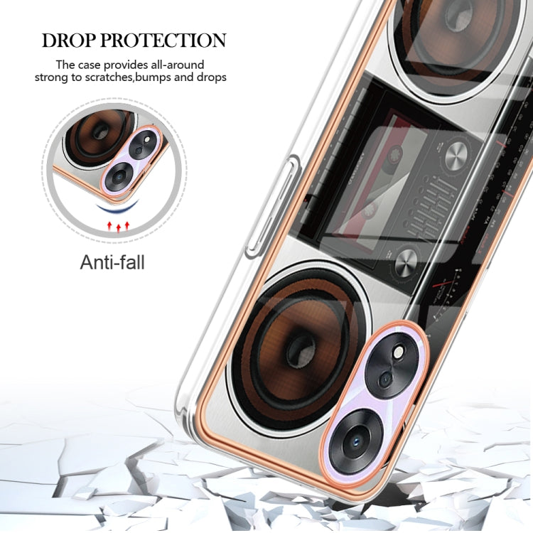 For OPPO A78 / A58 Electroplating Marble Dual-side IMD Phone Case(Retro Radio) by buy2fix