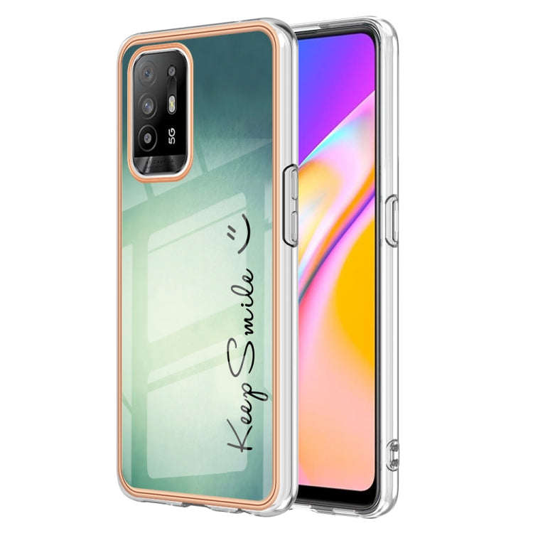 For OPPO A94 5G / A95 5G Electroplating Marble Dual-side IMD Phone Case(Smile) by buy2fix