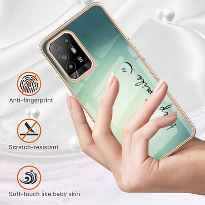 For OPPO A94 5G / A95 5G Electroplating Marble Dual-side IMD Phone Case(Smile) by buy2fix