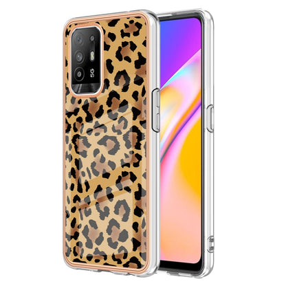 For OPPO A94 5G / A95 5G Electroplating Marble Dual-side IMD Phone Case(Leopard Print) by buy2fix