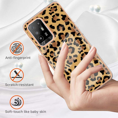 For OPPO A94 5G / A95 5G Electroplating Marble Dual-side IMD Phone Case(Leopard Print) by buy2fix