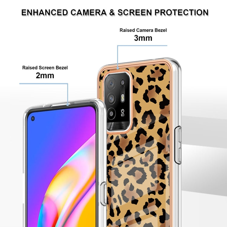 For OPPO A94 5G / A95 5G Electroplating Marble Dual-side IMD Phone Case(Leopard Print) by buy2fix