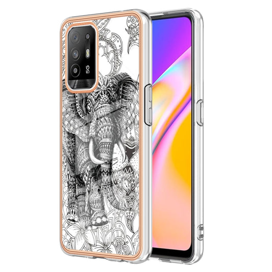 For OPPO A94 5G / A95 5G Electroplating Marble Dual-side IMD Phone Case(Totem Elephant) by buy2fix