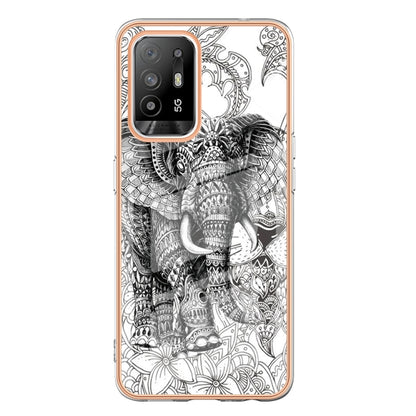 For OPPO A94 5G / A95 5G Electroplating Marble Dual-side IMD Phone Case(Totem Elephant) by buy2fix