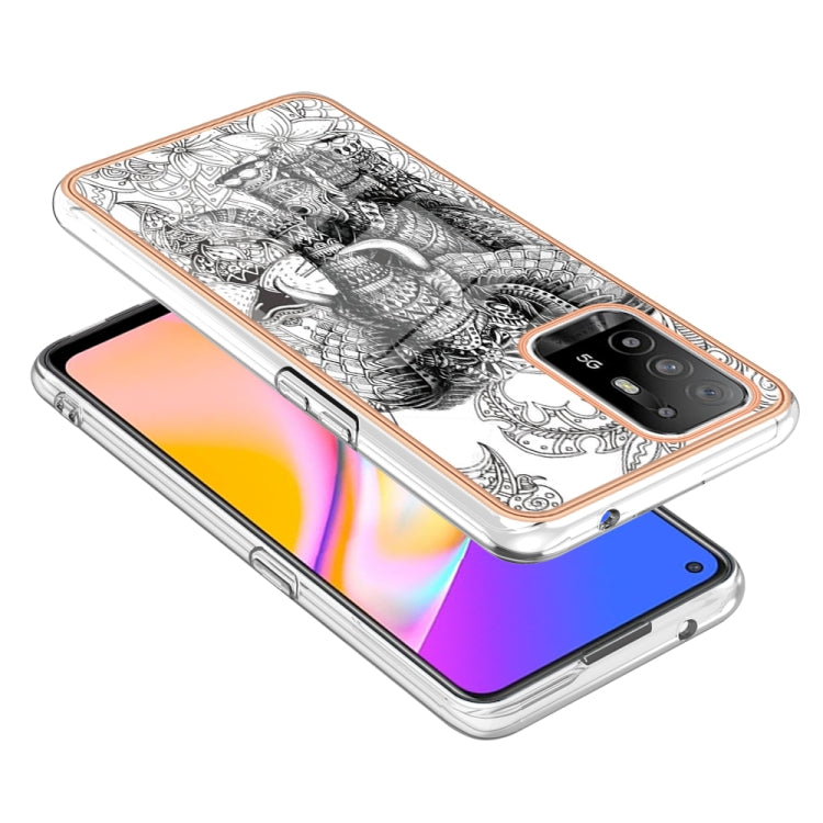 For OPPO A94 5G / A95 5G Electroplating Marble Dual-side IMD Phone Case(Totem Elephant) by buy2fix