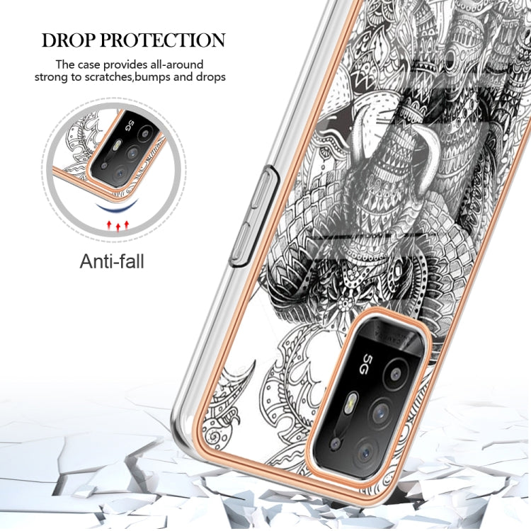 For OPPO A94 5G / A95 5G Electroplating Marble Dual-side IMD Phone Case(Totem Elephant) by buy2fix
