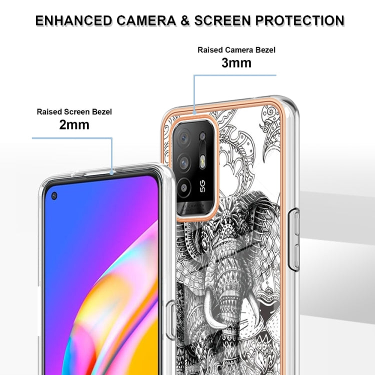 For OPPO A94 5G / A95 5G Electroplating Marble Dual-side IMD Phone Case(Totem Elephant) by buy2fix