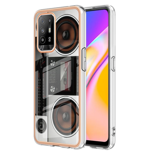 For OPPO A94 5G / A95 5G Electroplating Marble Dual-side IMD Phone Case(Retro Radio) by buy2fix